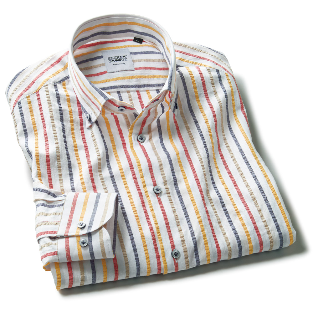 マルチカラーストライプB.D.シャツ