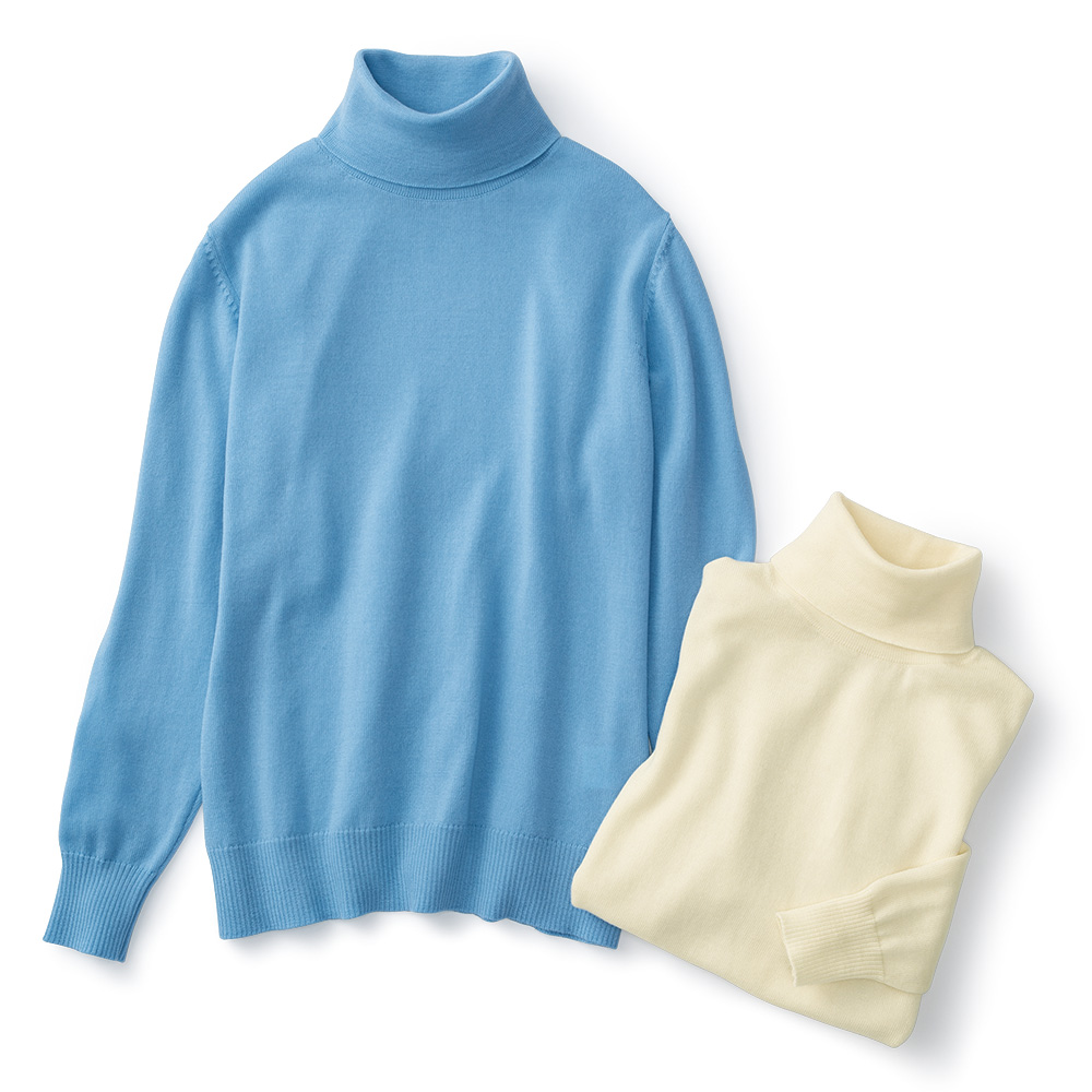 イタリア糸使用･洗えるタートルネックセーター