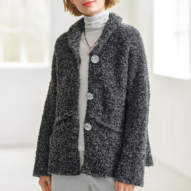 ループヤーンの柔らかニットジャケット