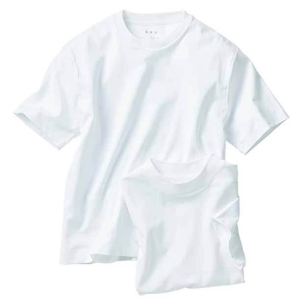 モックネック＆クルーネックTシャツ／同色2枚セット