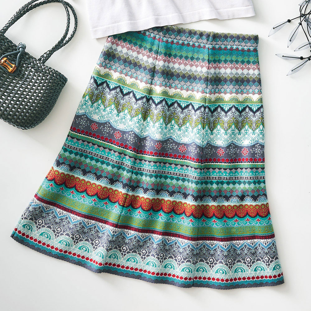 コットンジャカードフレアースカート／当社限定モデル