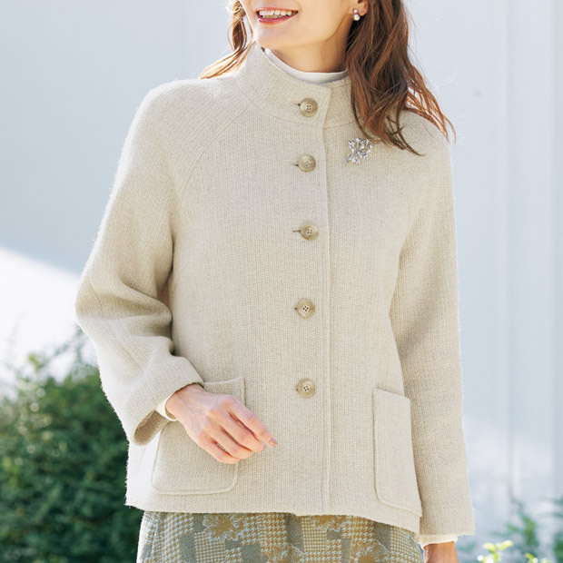 ウール混のラグラン袖ジャケット