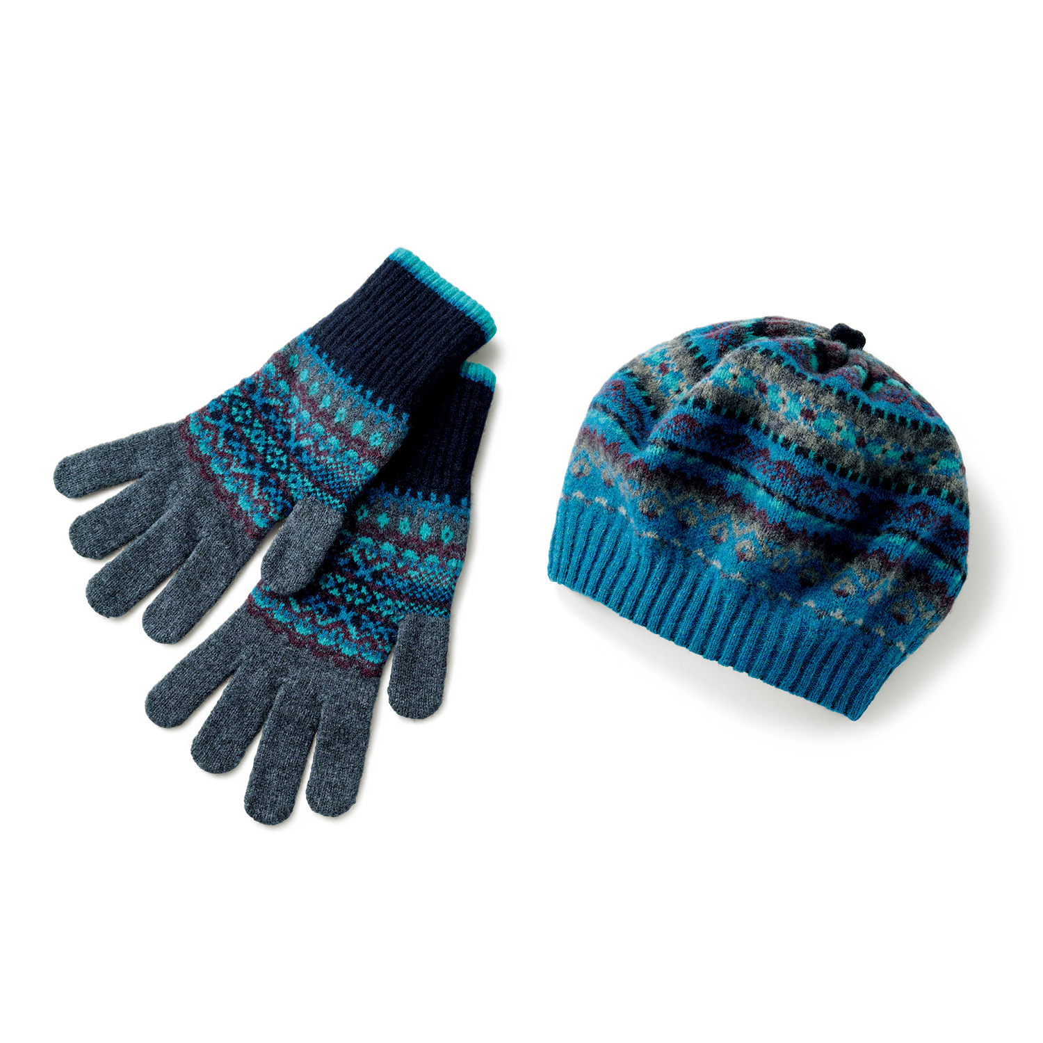エリベ ジャカード編みベレー帽＆手袋セット | ライトアップオンラインストア