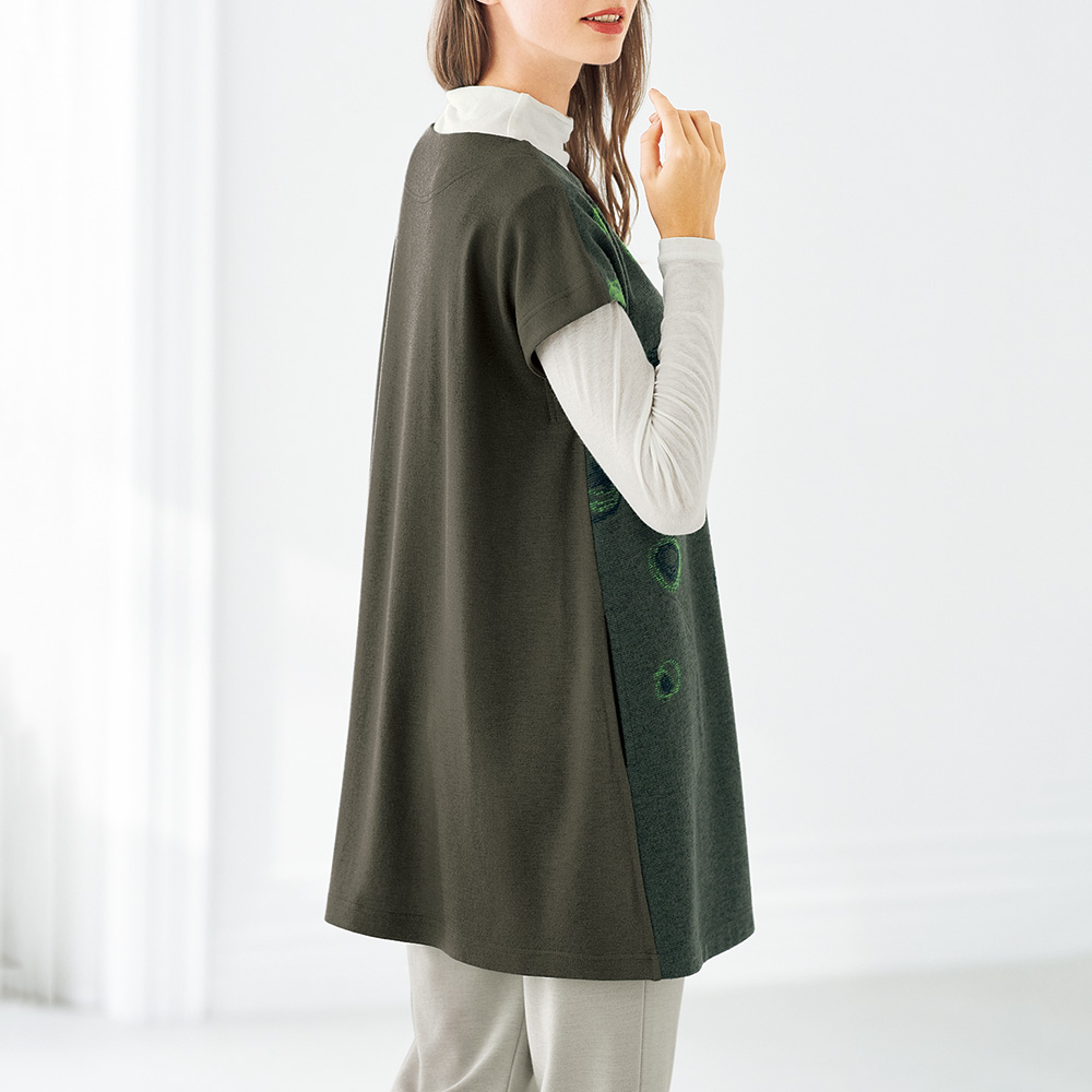 尾州産ジャカード・フレンチ袖チュニック