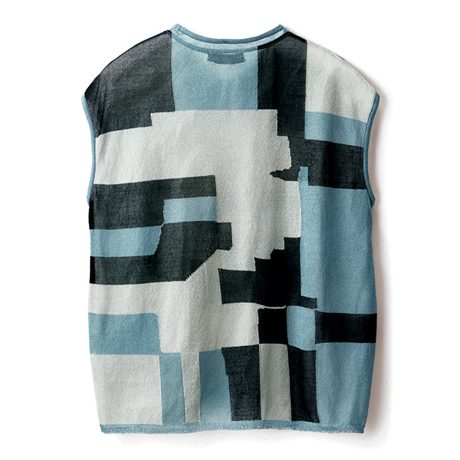 モザイク柄ニットベスト