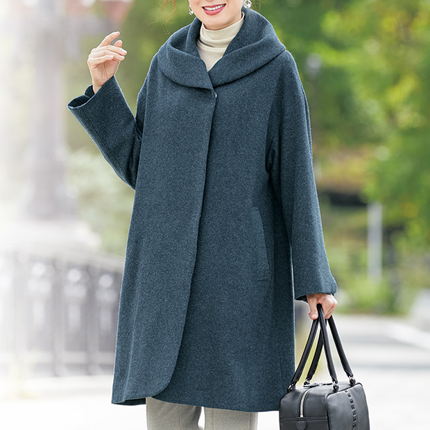 タスマニアウールのショールカラーコート