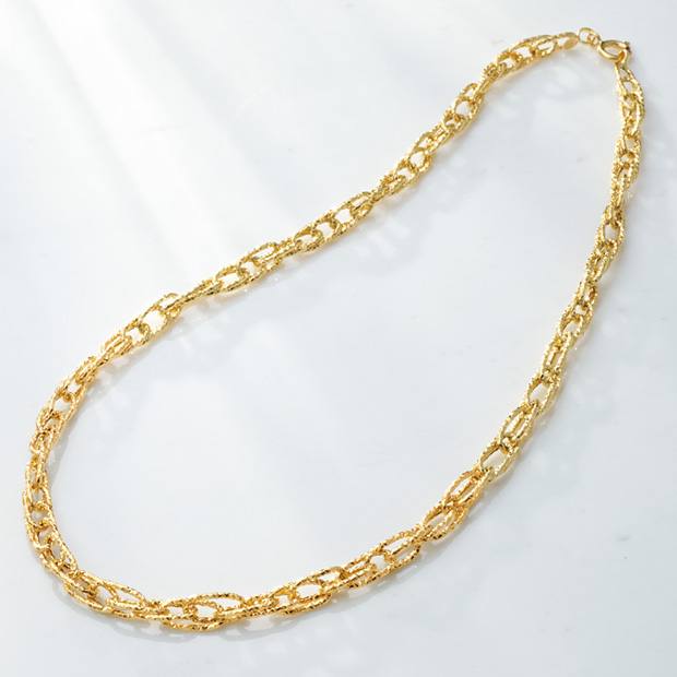 刻みパーツチェーン･ゴールドネックレス