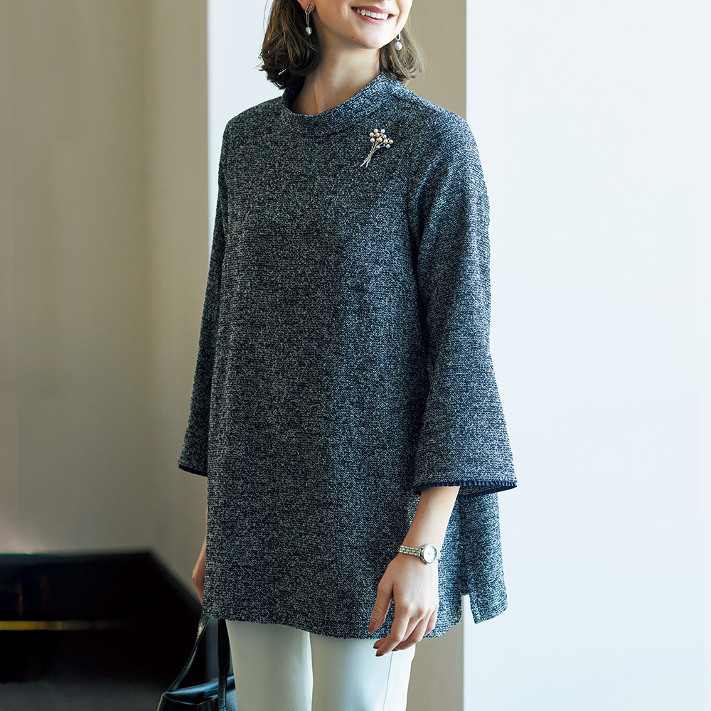 ウール混ストレッチツイードチュニック