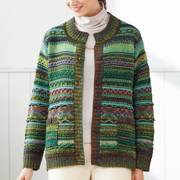 ウール混絣糸ニットカーディガン