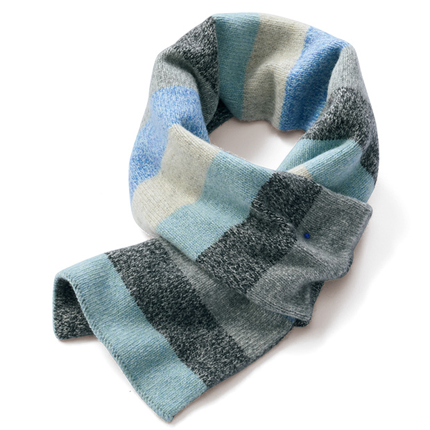 三つ杢ボーダーミニマフラー／雪景色