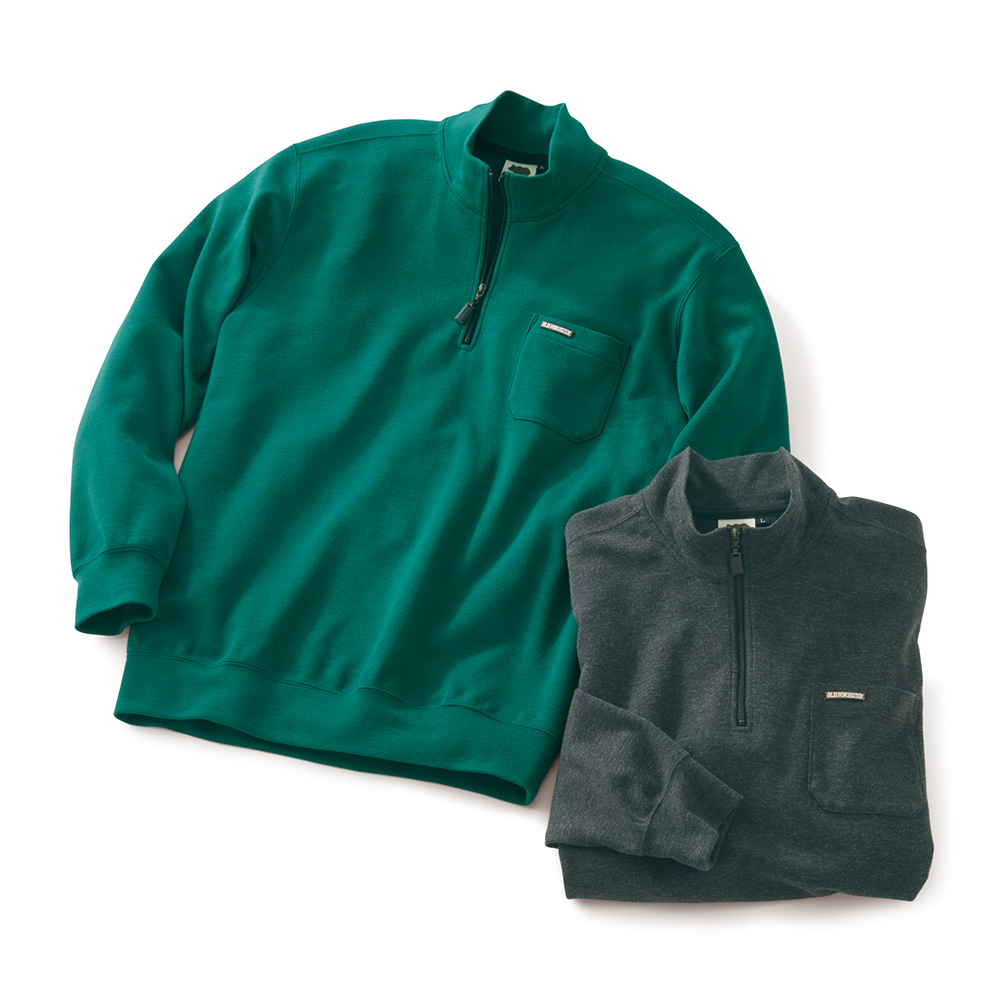 大人のあったかハーフジップトレーナー