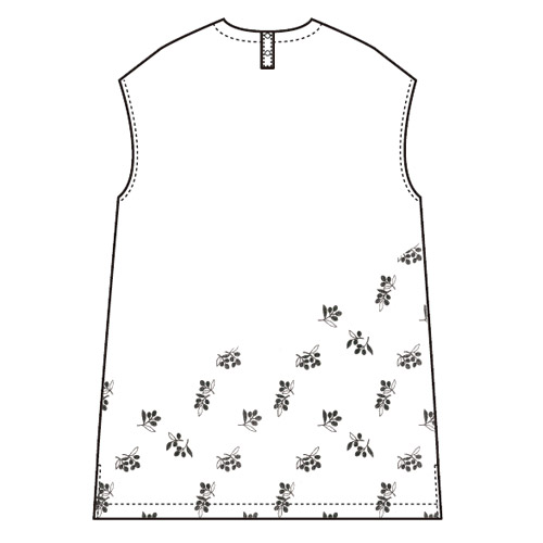 オリーブ柄刺しゅうリネンベスト