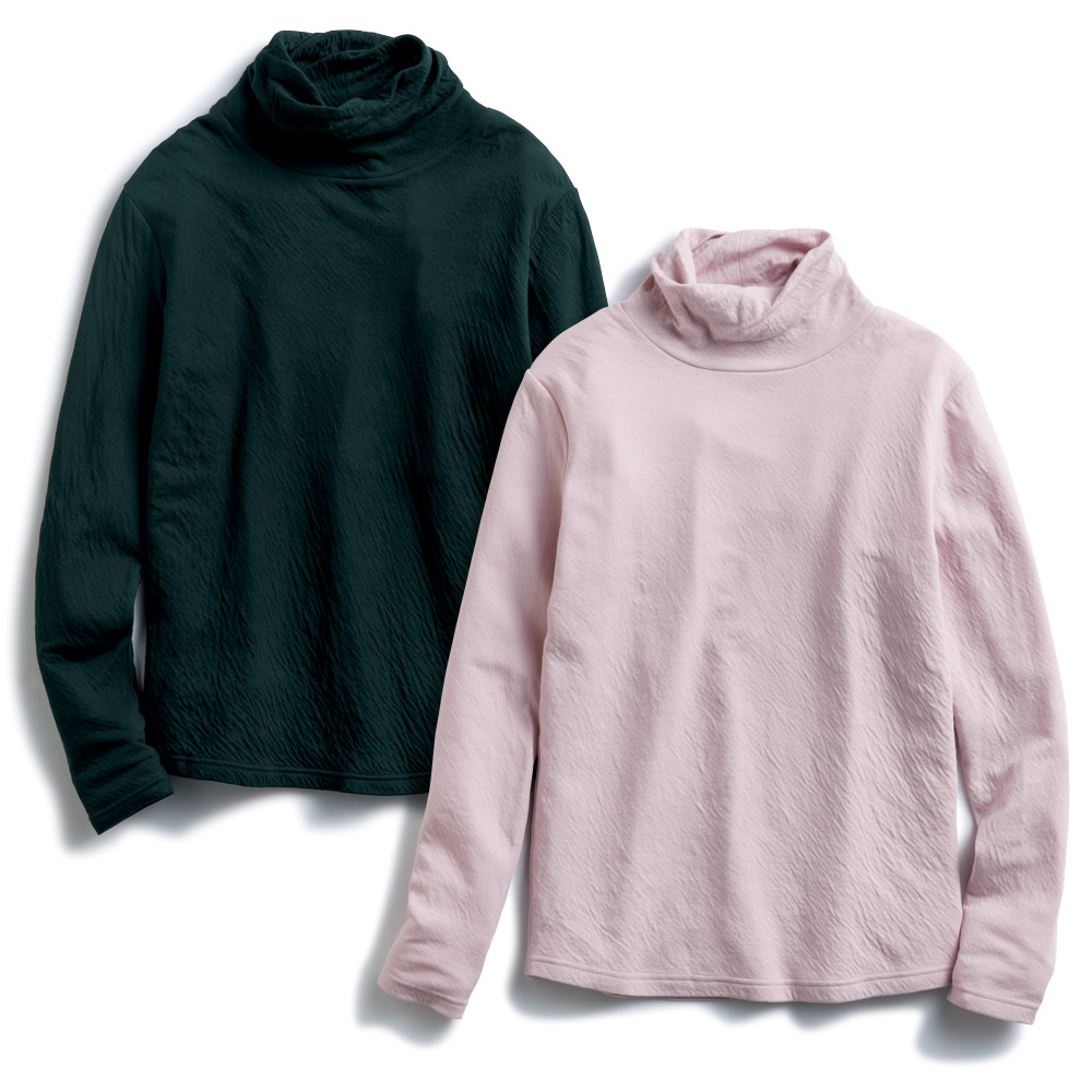 接結ふんわりコットンハイネックプルオーバー／2色セット