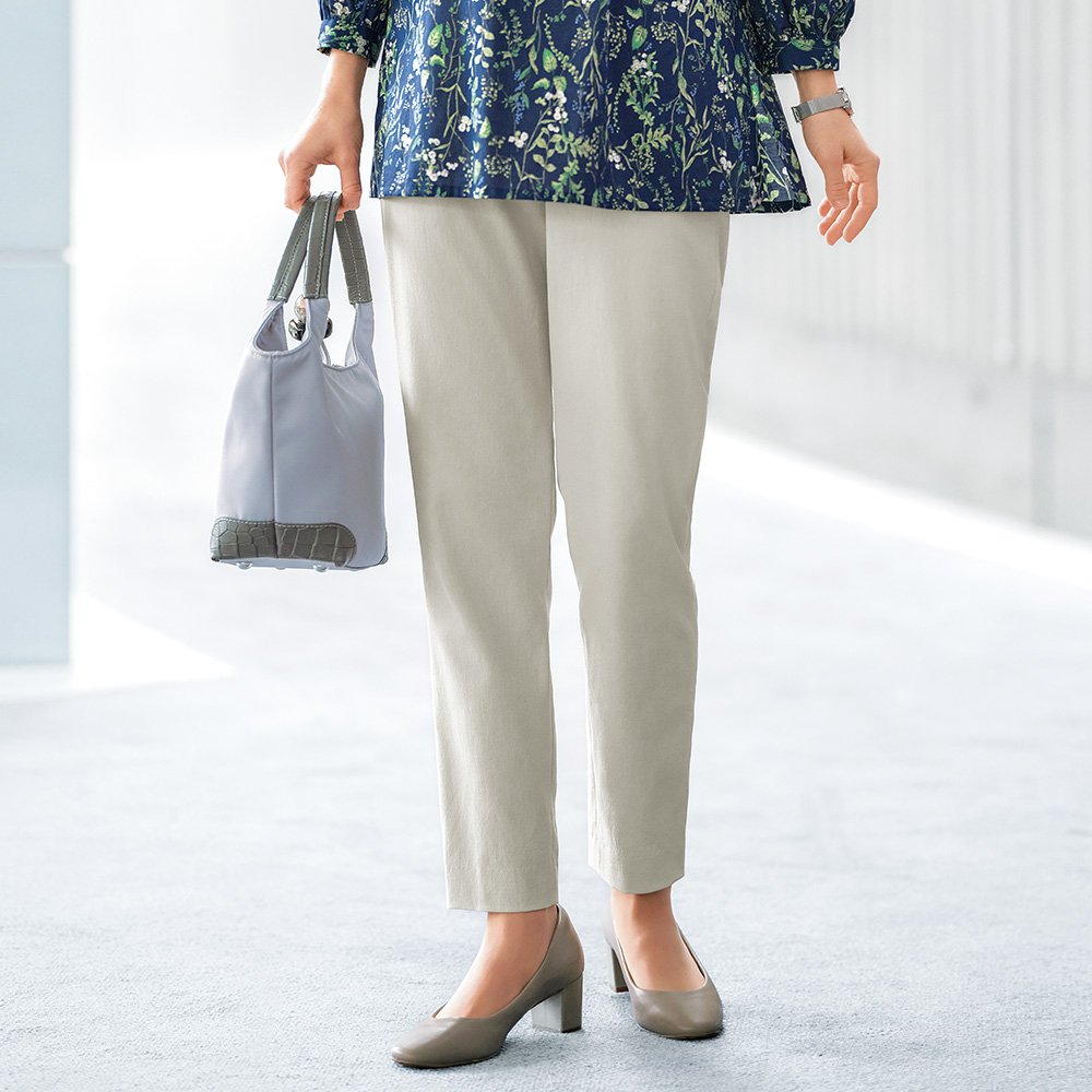 綿麻混ストレッチパンツ