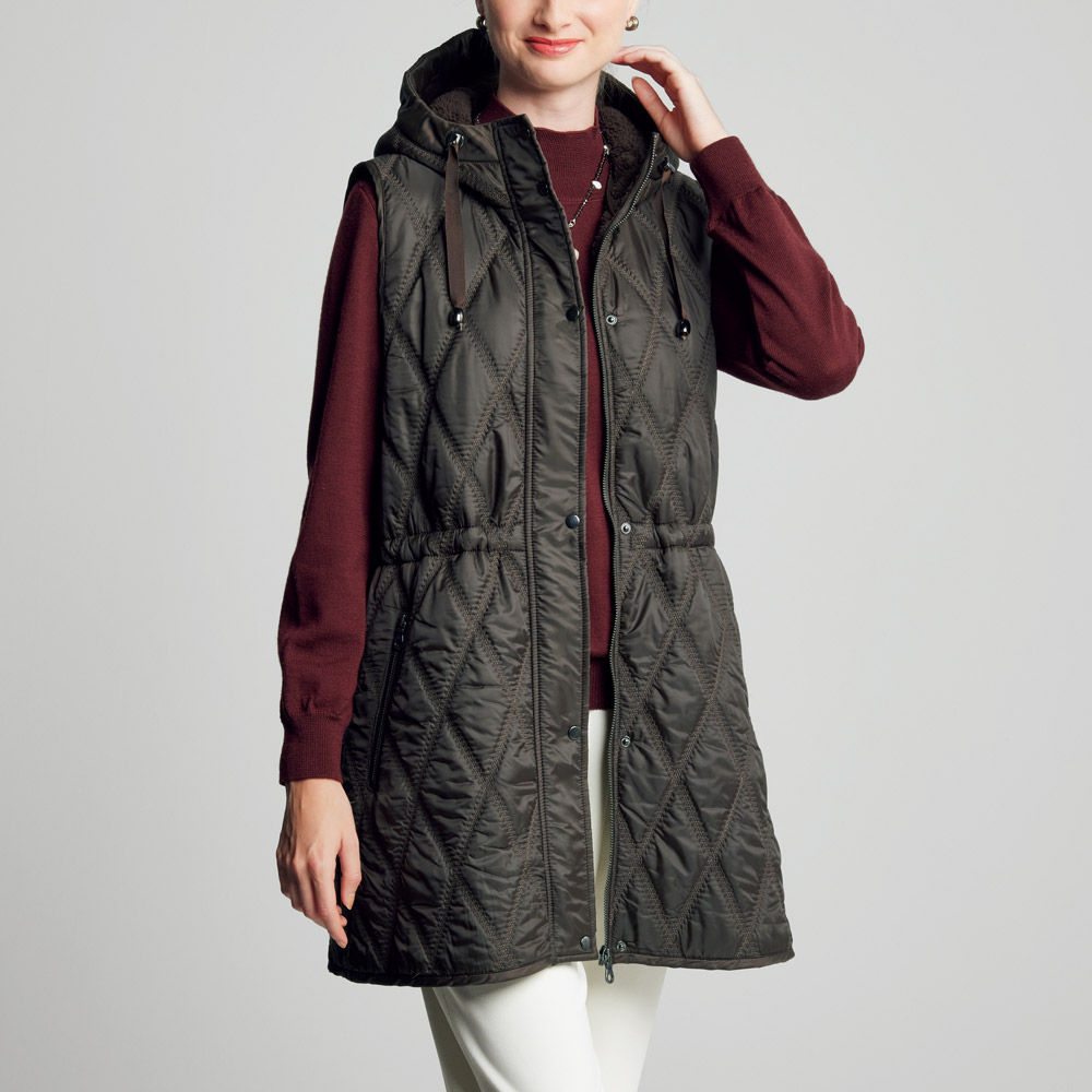 裏ボアダイヤキルトロングベスト