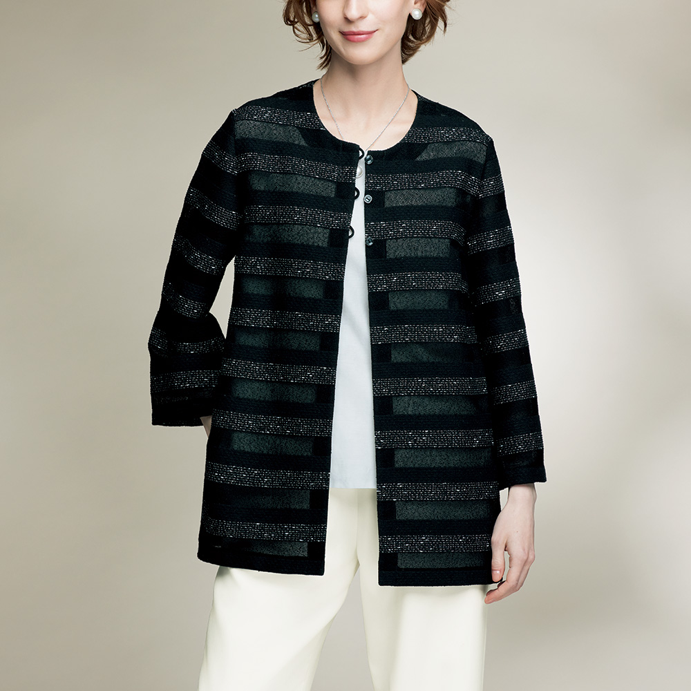 カラミボーダーロングジャケット