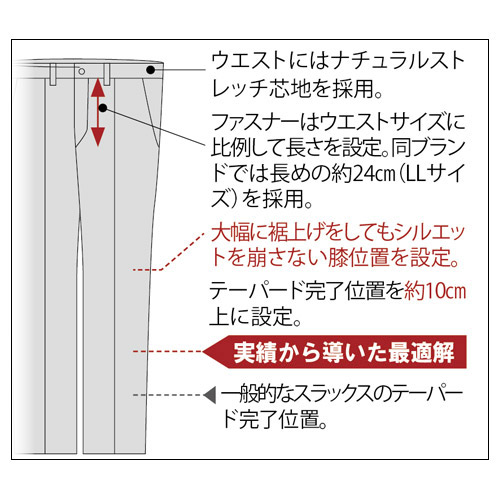 通気性のよいのびのびリラックススラックス