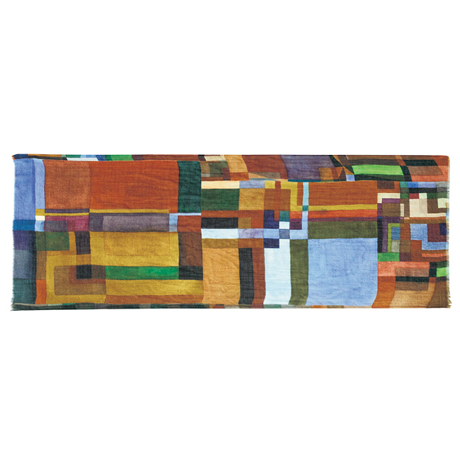 ウール混プリントストール