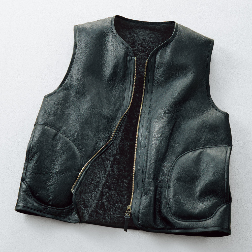 銀面付きカシミヤヘアベスト