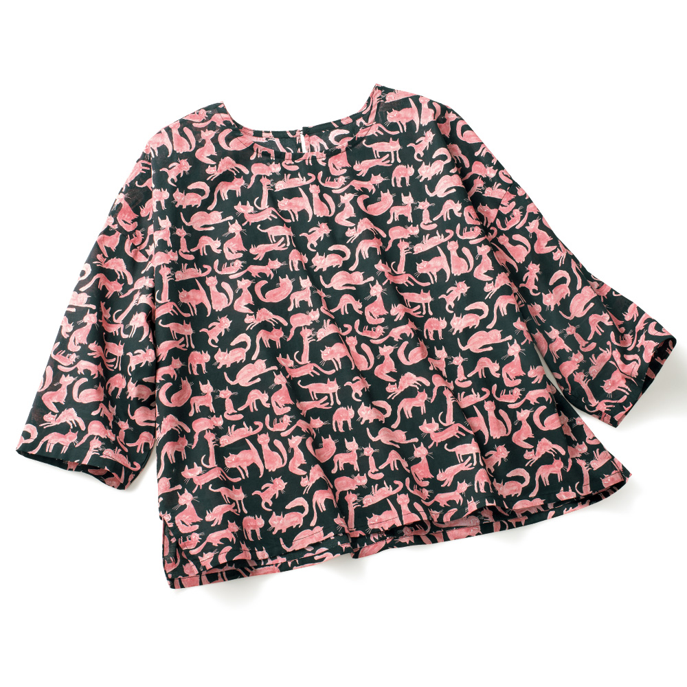 コットンプリントブラウス