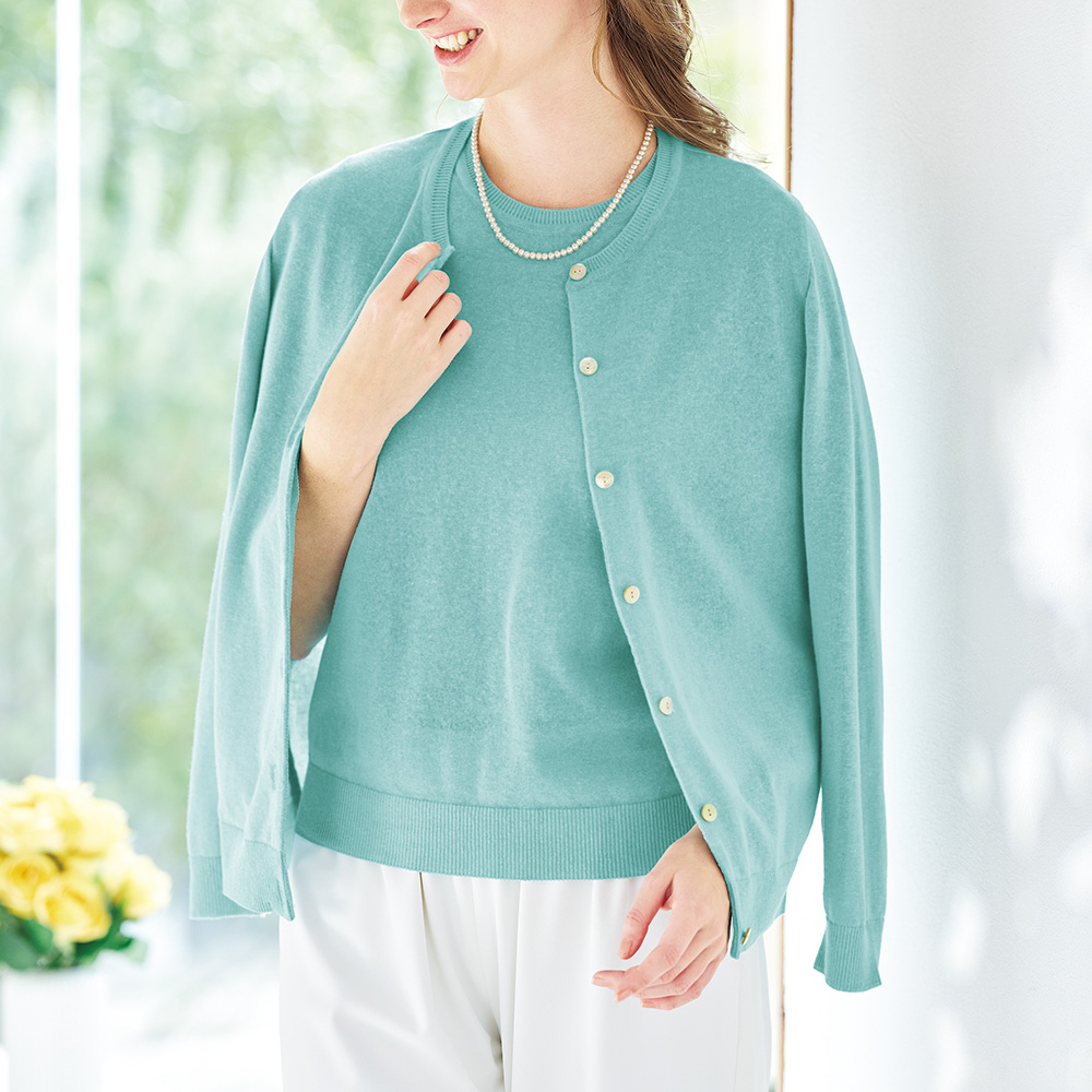 綿麻混ニットアンサンブル