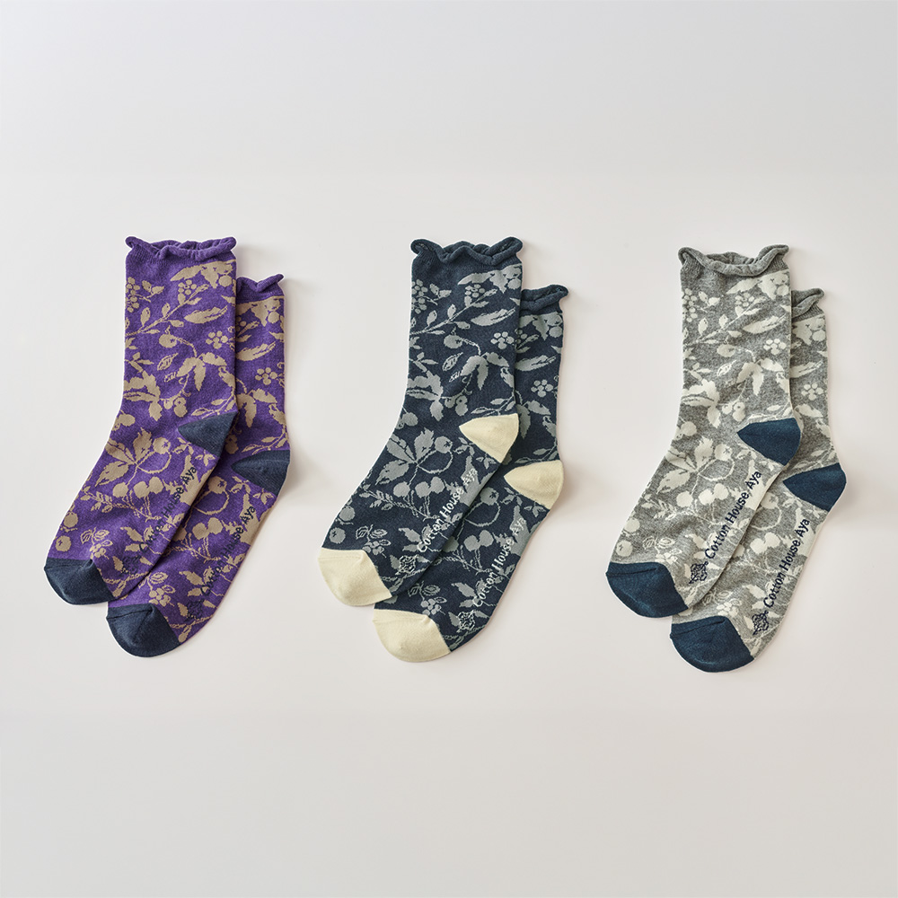 ボタニカル柄ソックス／3色セット