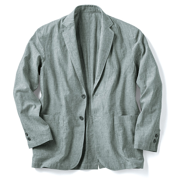 シャツ感覚の綿麻ストライプジャケット