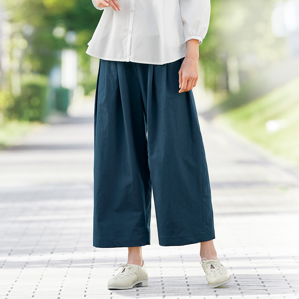麻混タック入りパンツ