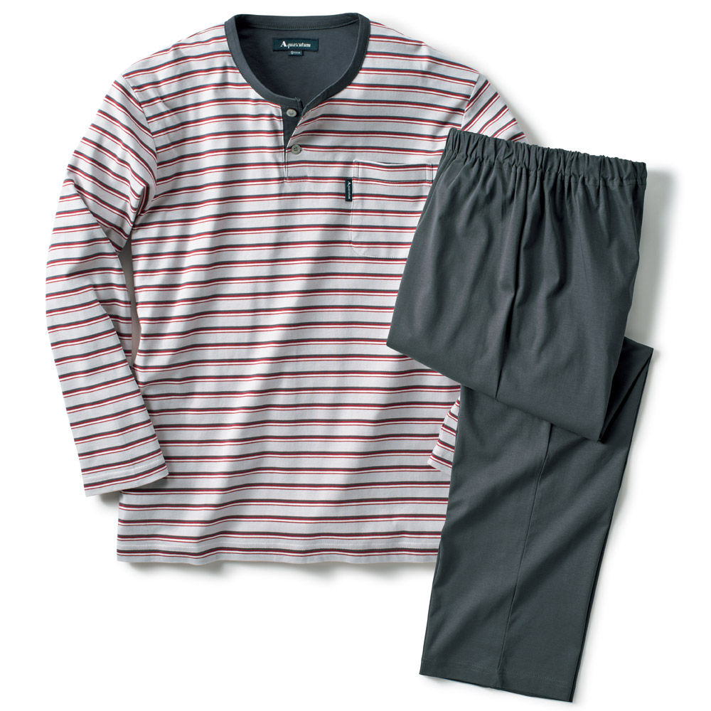 ボーダー柄･ヘンリーネックパジャマ