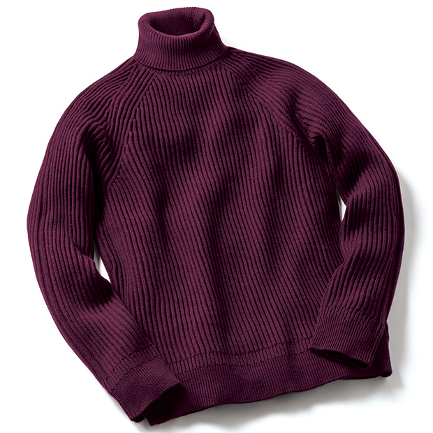 エクストラファインメリノリブタートルネックセーター