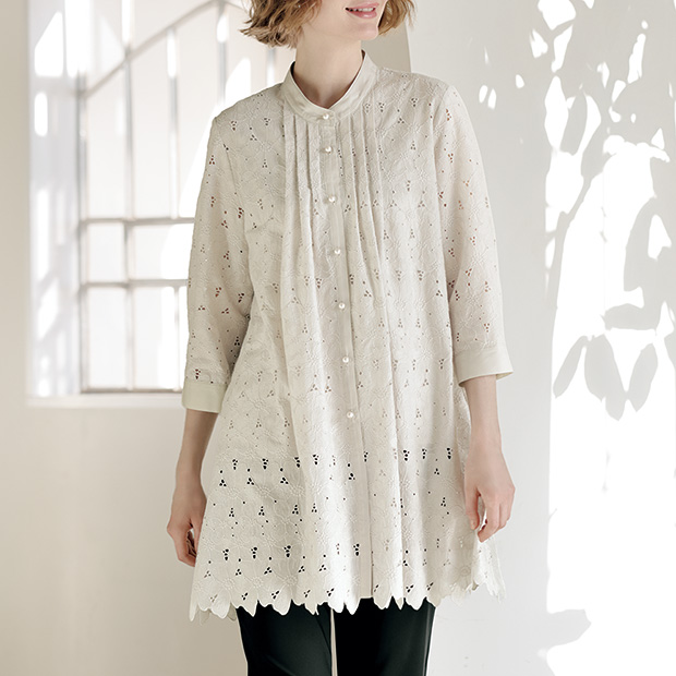 スカラップレース使い羽織りブラウス