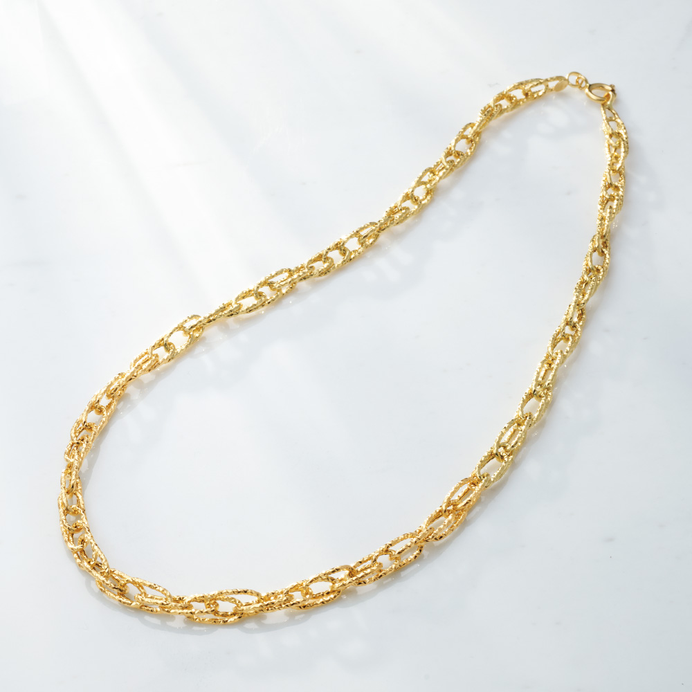 刻みパーツチェーン・ゴールドネックレス