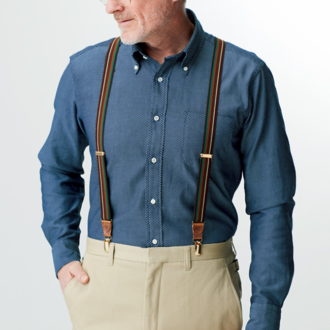 マルチストライプのサスペンダー