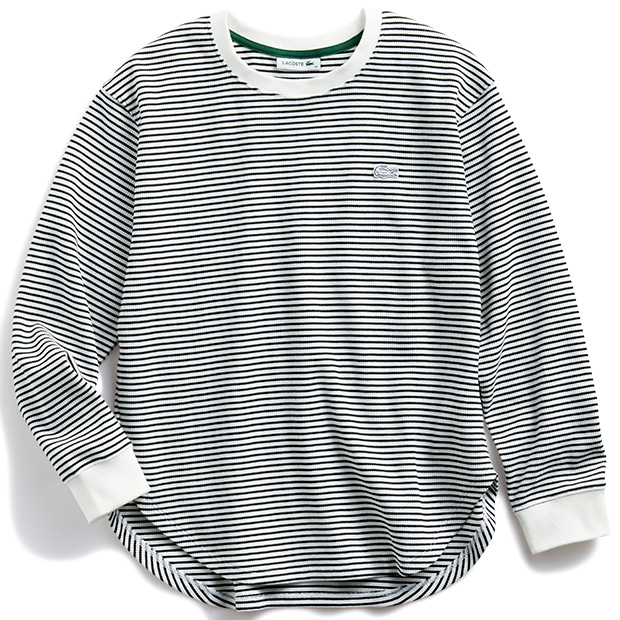 ワッフルボーダープルオーバー