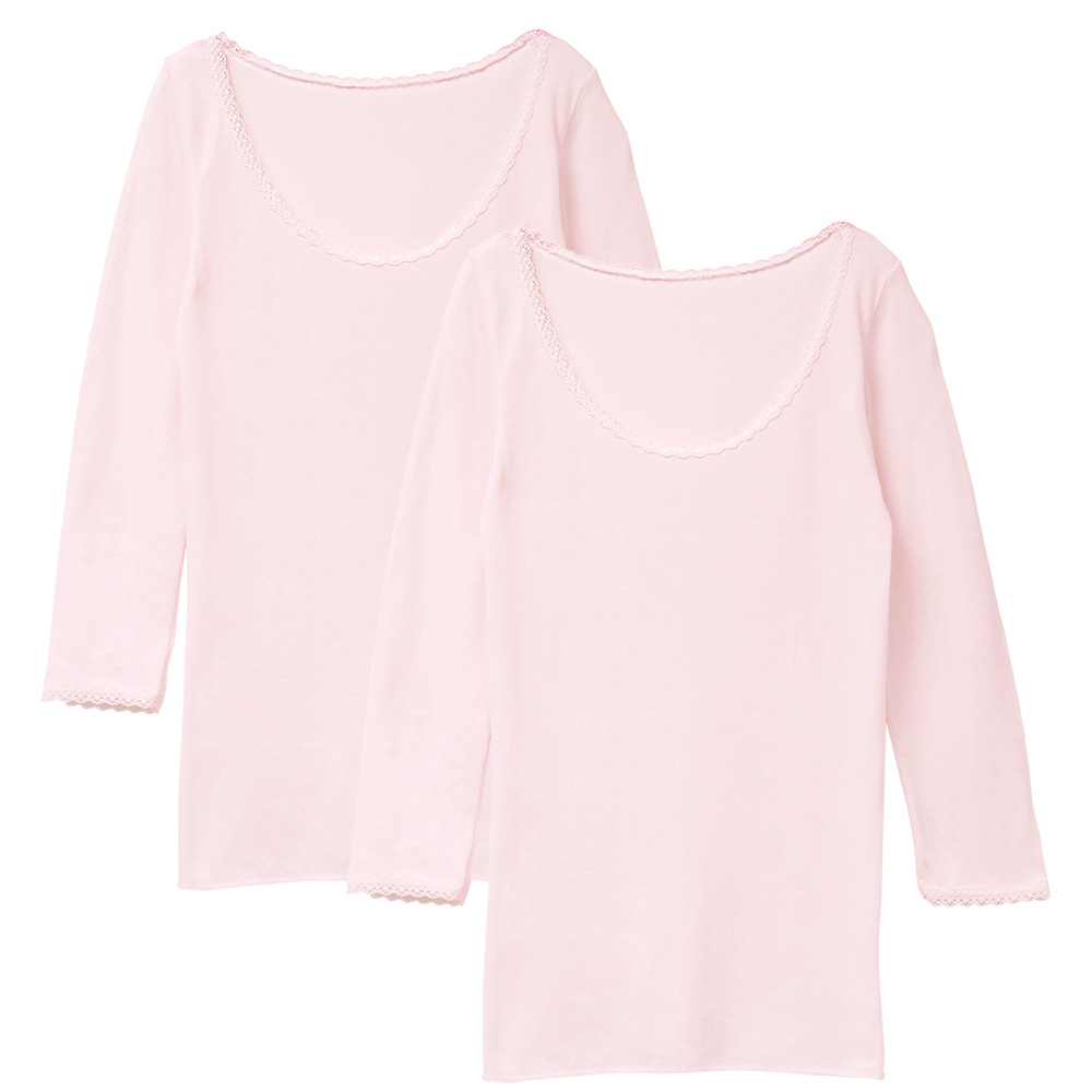 スーピマ綿ガーゼ八分袖シャツ／2枚組