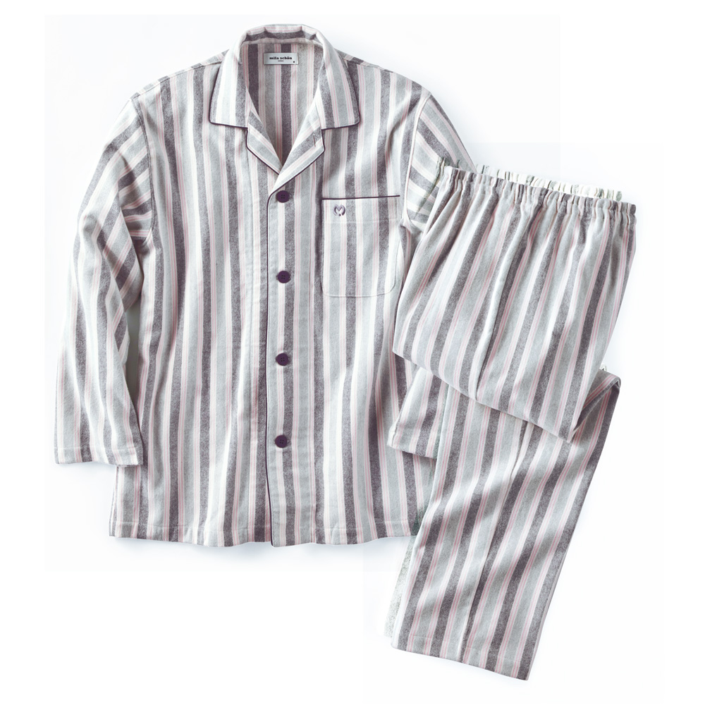 中空糸使いの暖かネルストライプパジャマ