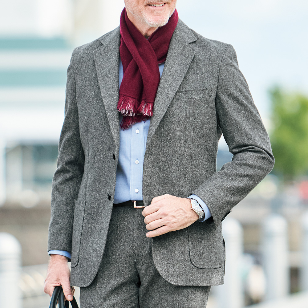 洗えるウール混ツイードジャケット