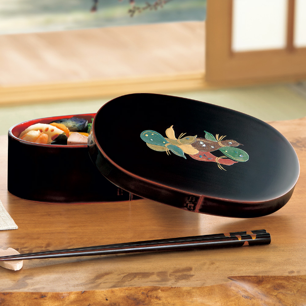 小判型弁当箱／蒔絵「六瓢」