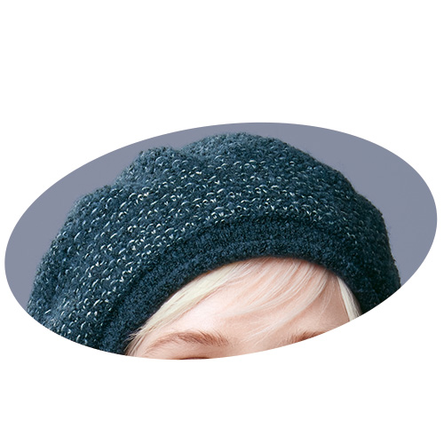 ステッチ風編み柄ベレー