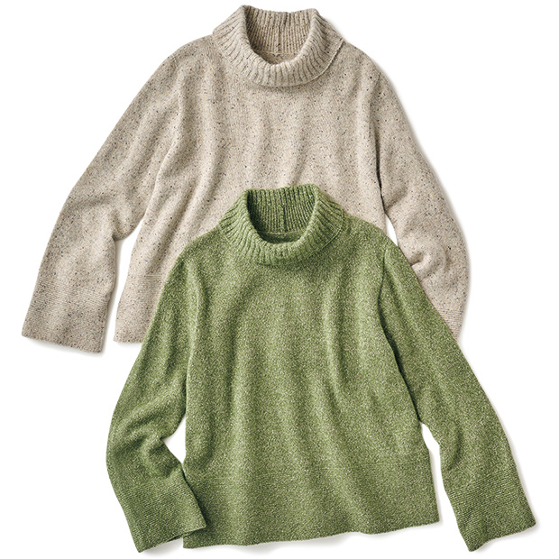 ウールシルク混タートルネックプルオーバー