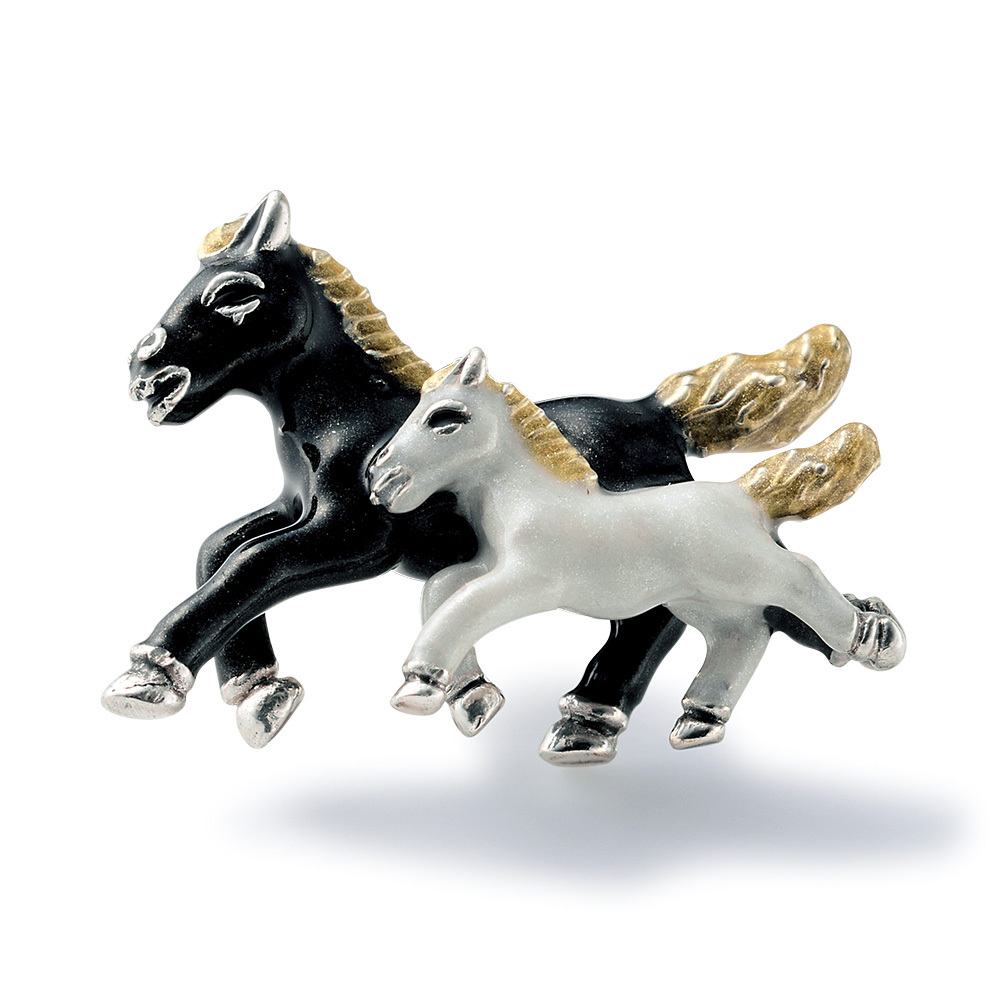 ハンドメイドピンブローチ/馬の親子