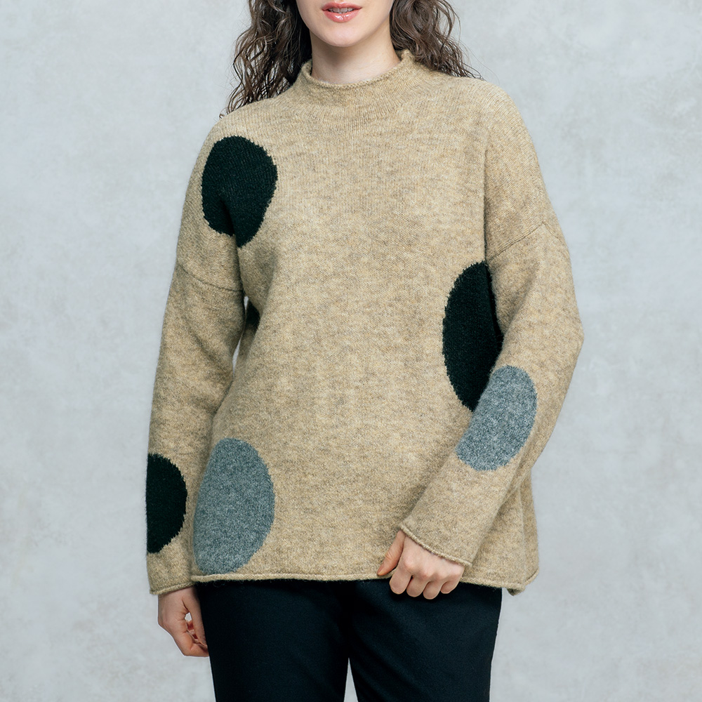 アルパカ混ハイネックニットプルオーバー