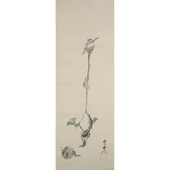 軸アート「蛙の放下師」