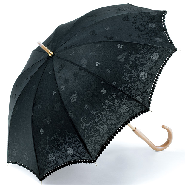 ジャカード織り晴雨兼用傘／透かしローズ