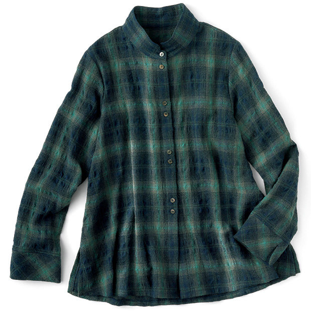 ウール混チェックブラウス