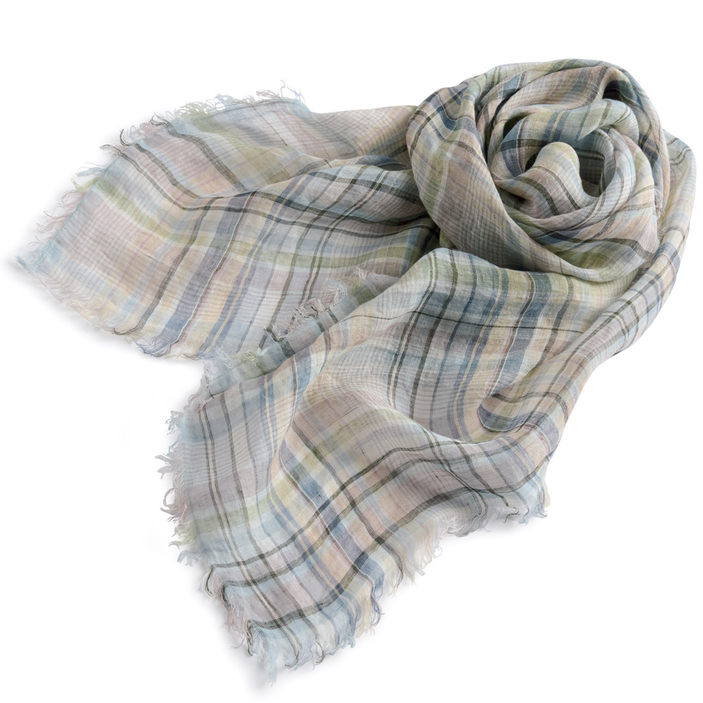 手織りのリネンチェックストール