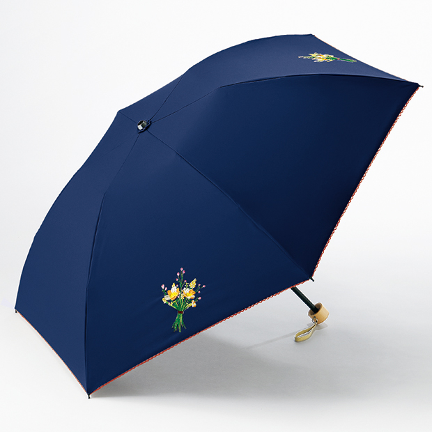 遮光率の高い折りたたみ傘／花刺繍