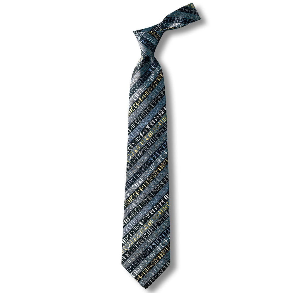 多色織り老舗のネクタイ/ロンゴロンゴ文字