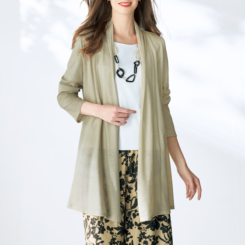 麻ジャージーカーディガン