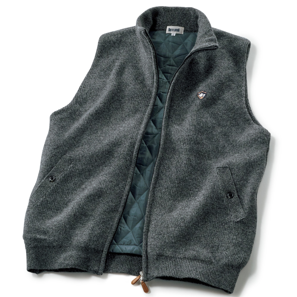 杢糸ウールニット･中わた入りベスト